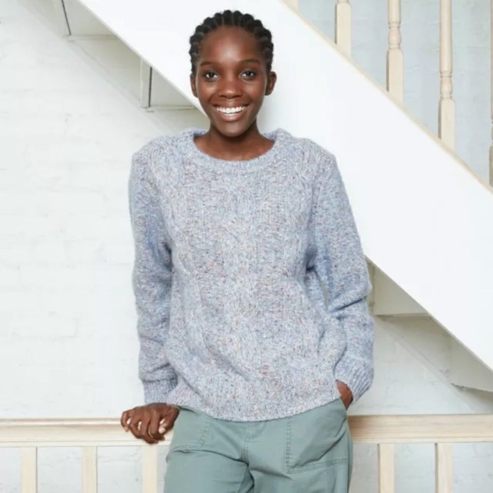 A New Day Kable Knit Crew Neck Multi Color Sweater